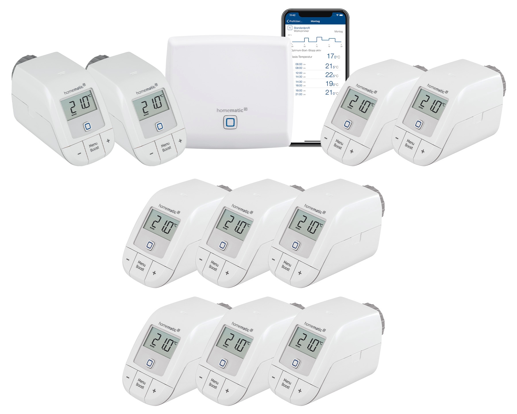 Homematic IP Heizkörperthermostat »Bundle Starter Set Heizen + 8x Heizkörperthermostat basic« Access Point + 10 x Homematic IP Heizkörperthermostat - basic