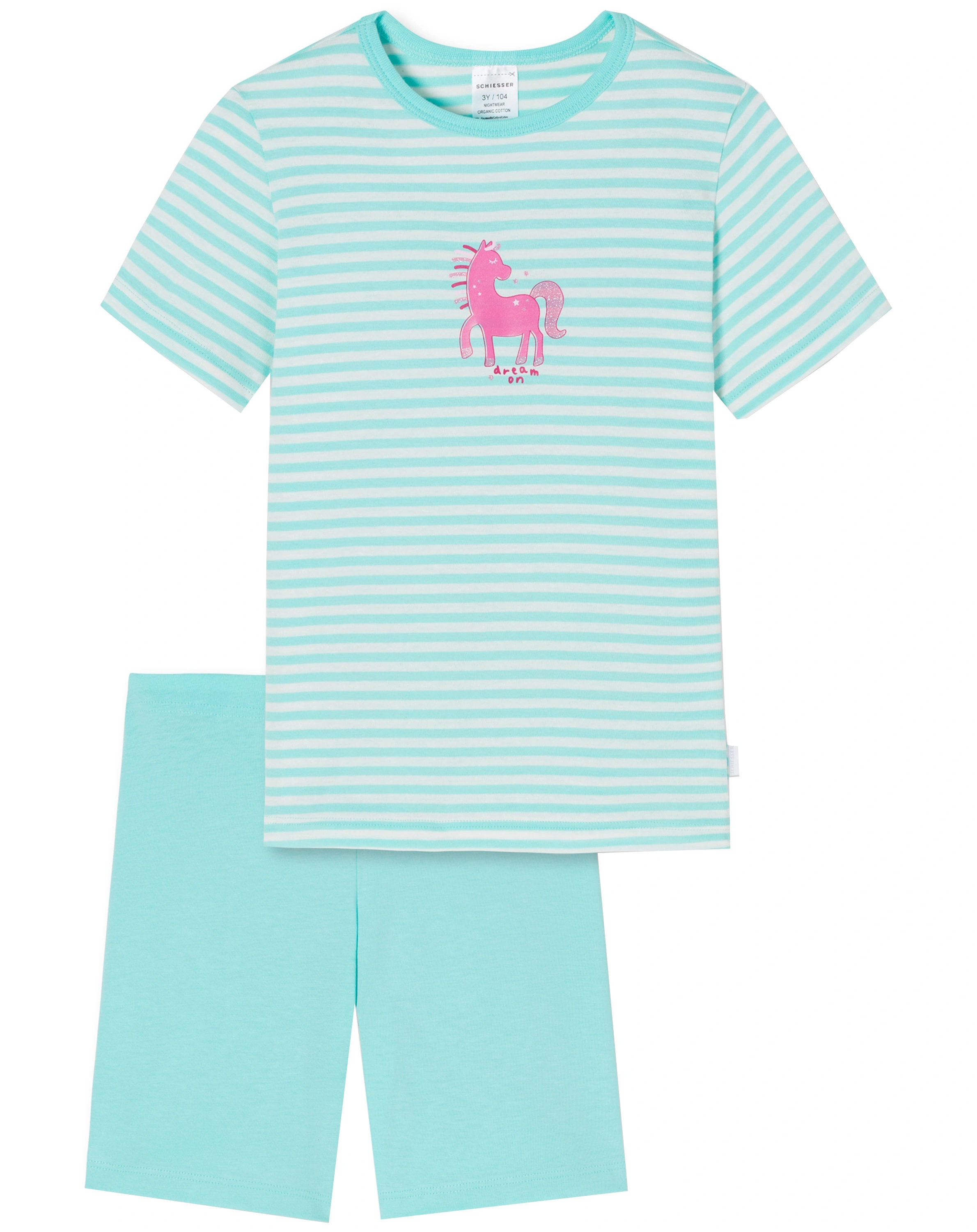 Schlafanzug kurz PINK HORSE in türkis