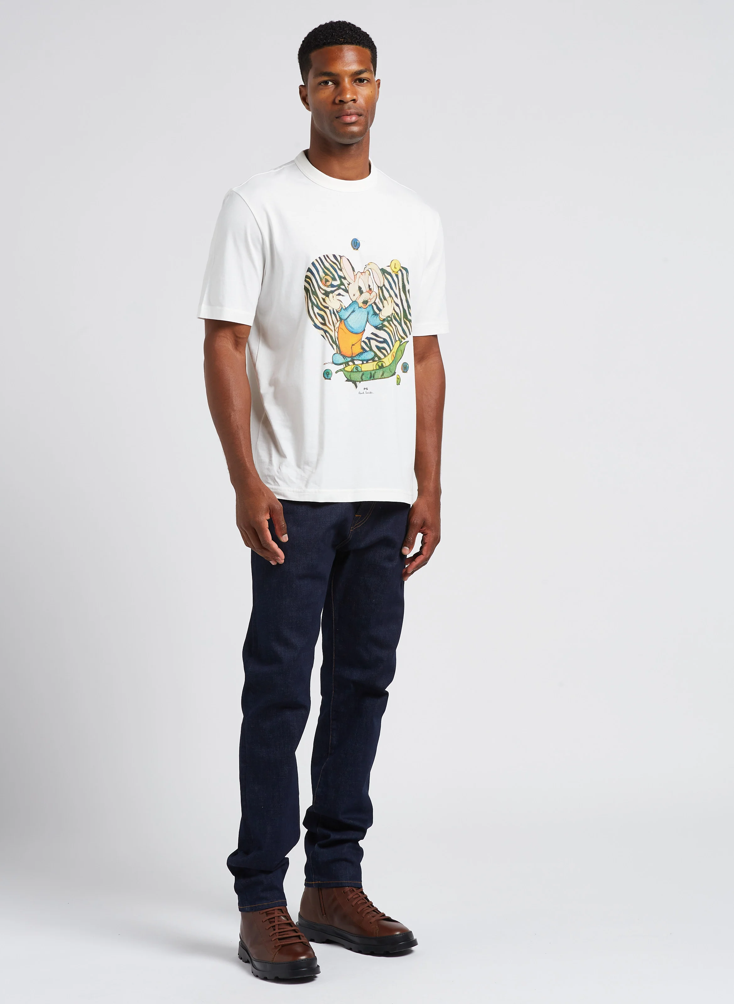 Tee-shirt col rond imprimé en coton bio | Blanc