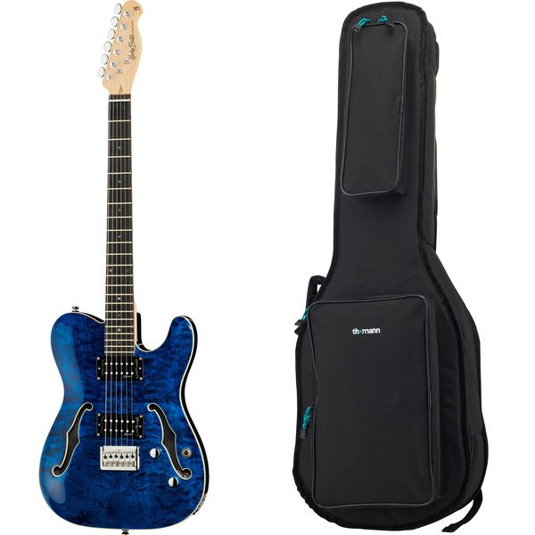Harley Benton TE-90QM HH Trans Blue Bundle