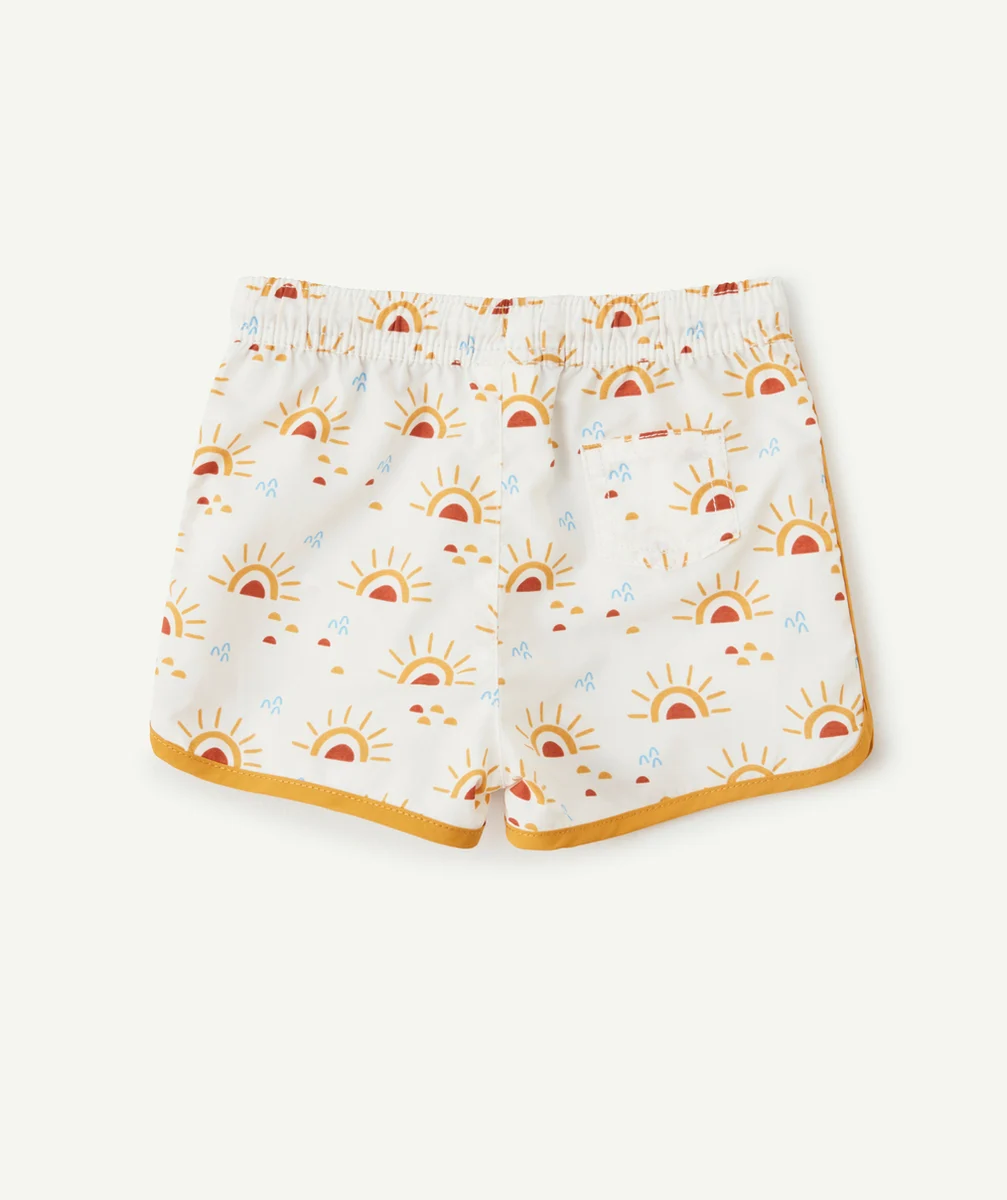 LE SHORT DE BAIN BLANC IMPRIMÉ SOLEIL