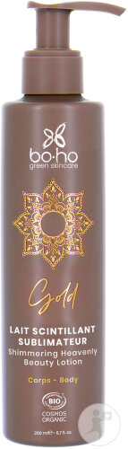 Boho Green Gold Lait Scintillant Sublimateur Corps Bio Flacon Pompe 200ml