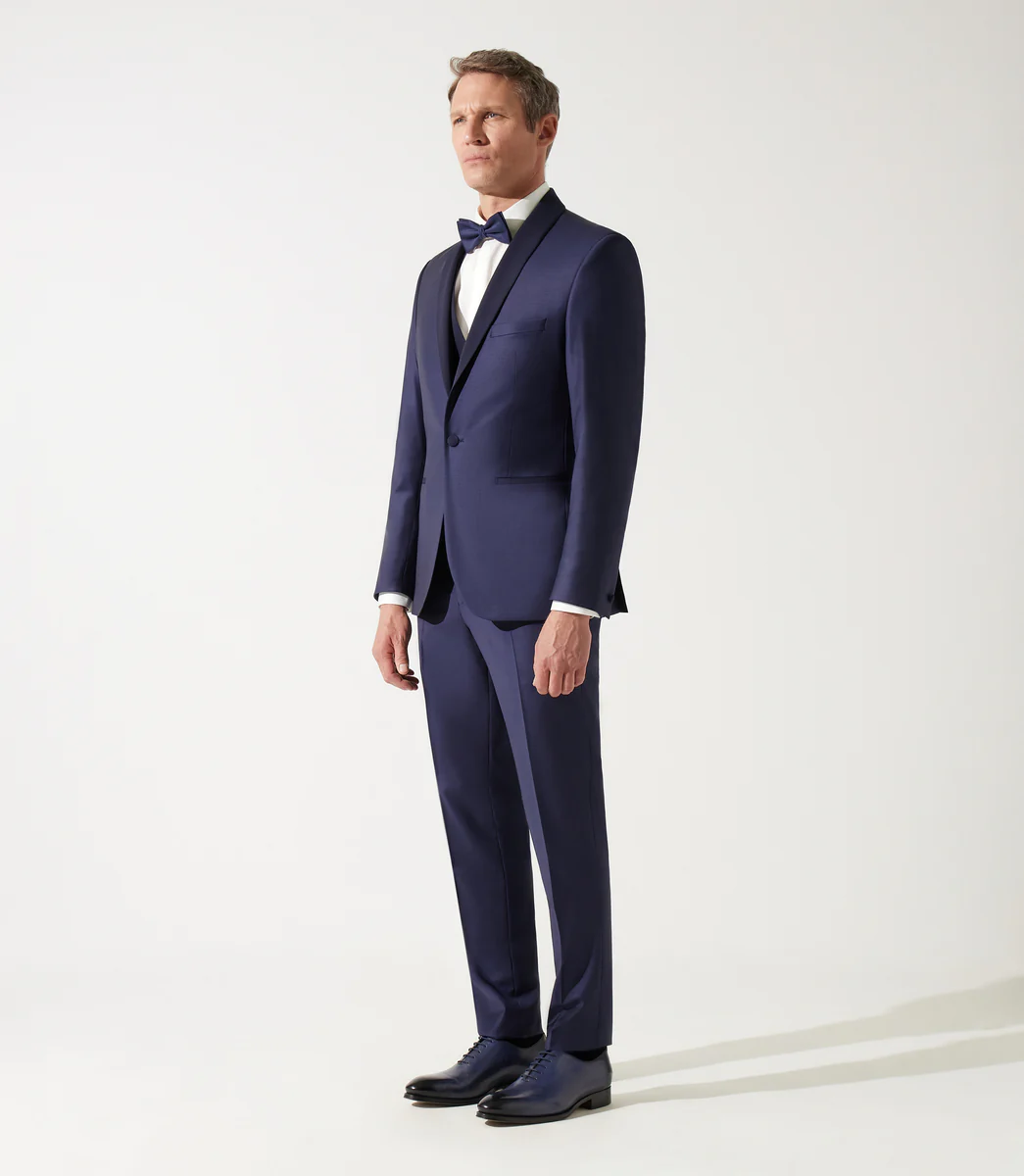 Costume de cérémonie à col châle marine