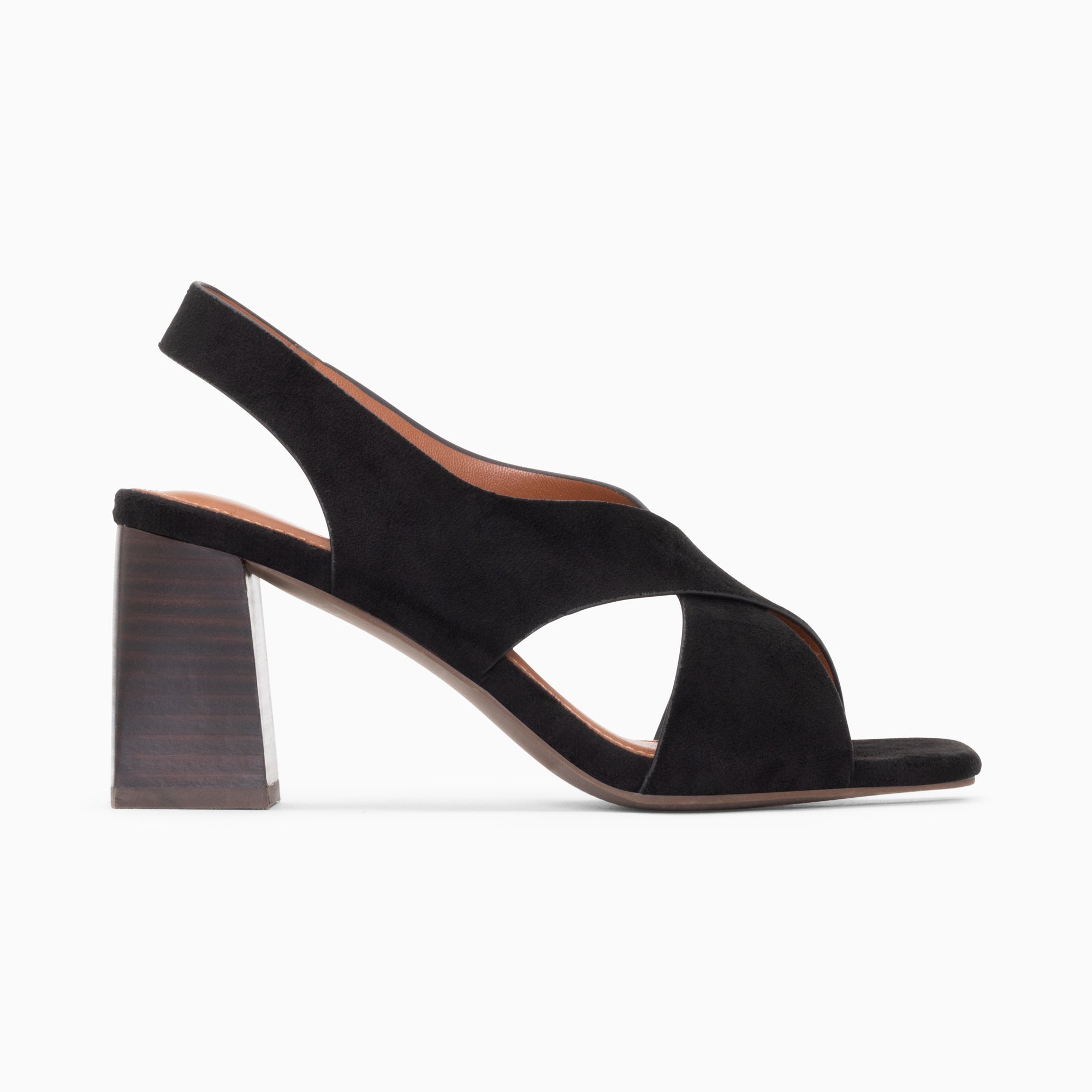 Sandales à talon, Compensées-Sandales Maxinne noires à brides croisées et talon haut