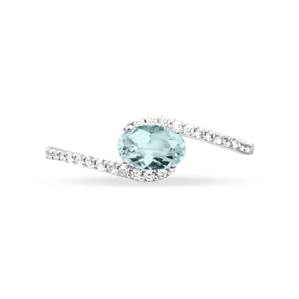 Bague Loriane Or Blanc Aigue Marine Et Diamant