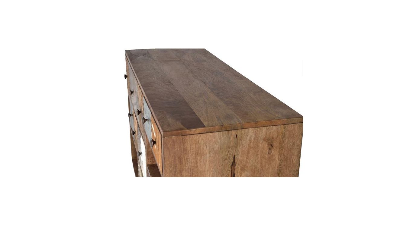 Commode 5 tiroirs bois marron 110x40x80cm