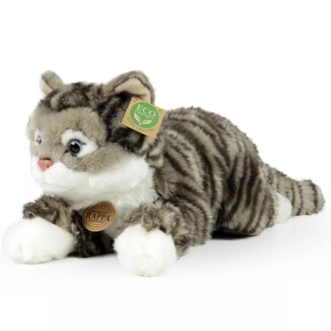 Rappa knuffelkat grijze tabby - 40 cm