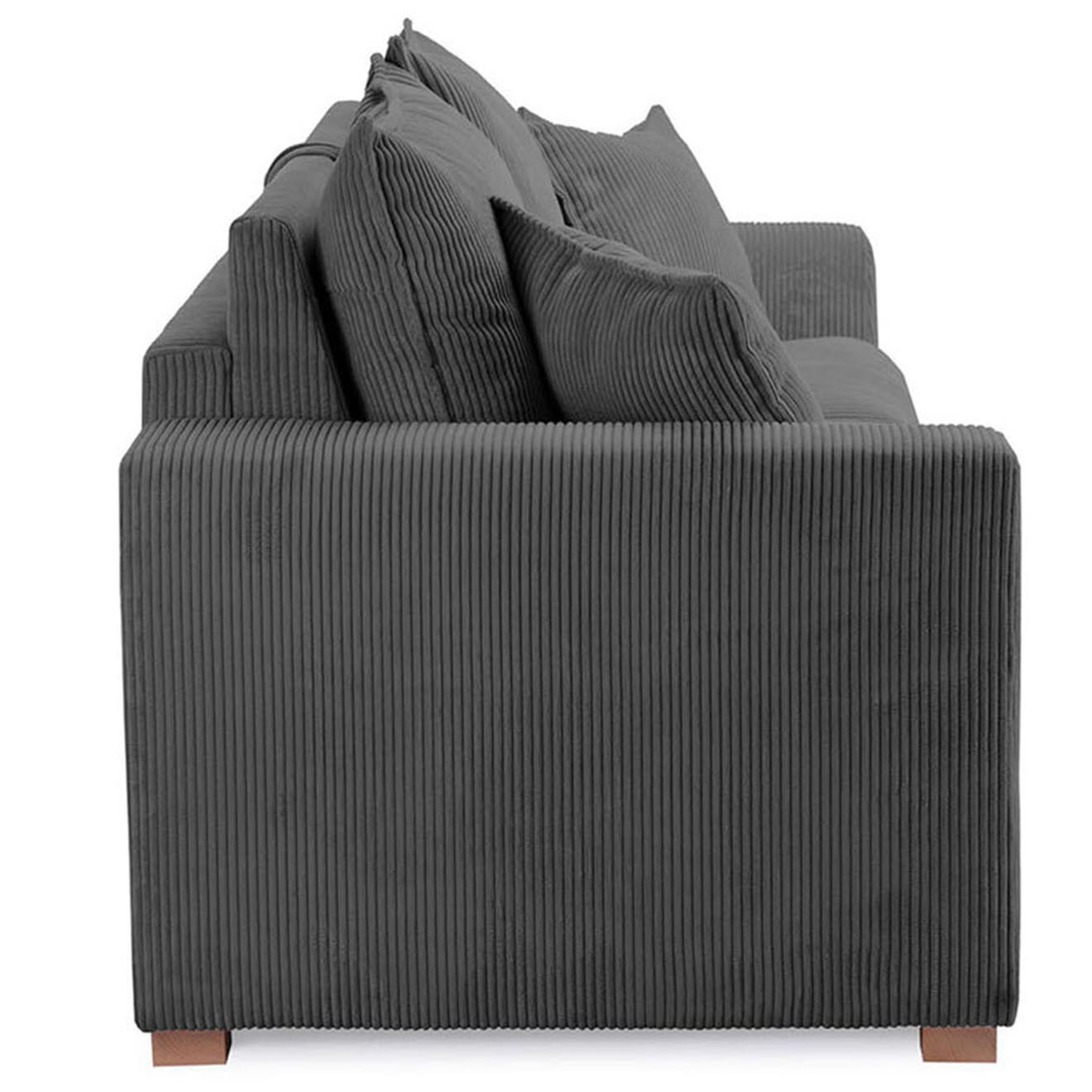 Bobochic Canapé droit augustin ouverture express velours côtelé gris foncé  - 205x97x96 cm