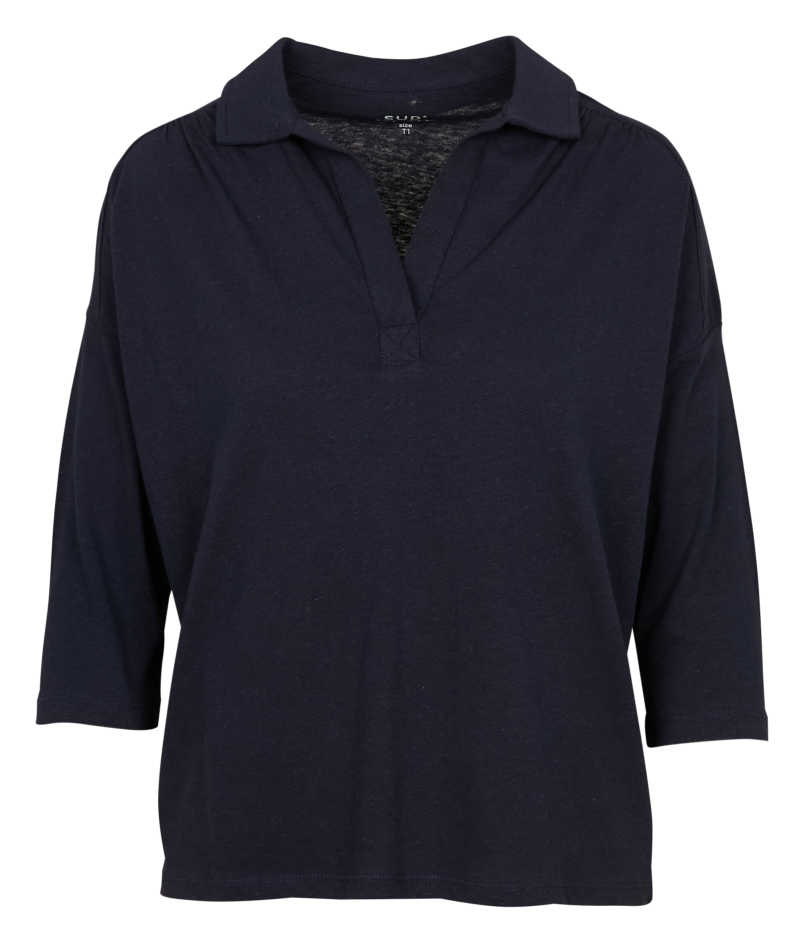 TONTINE - Tee-shirt col polo en lin mélangé | Bleu