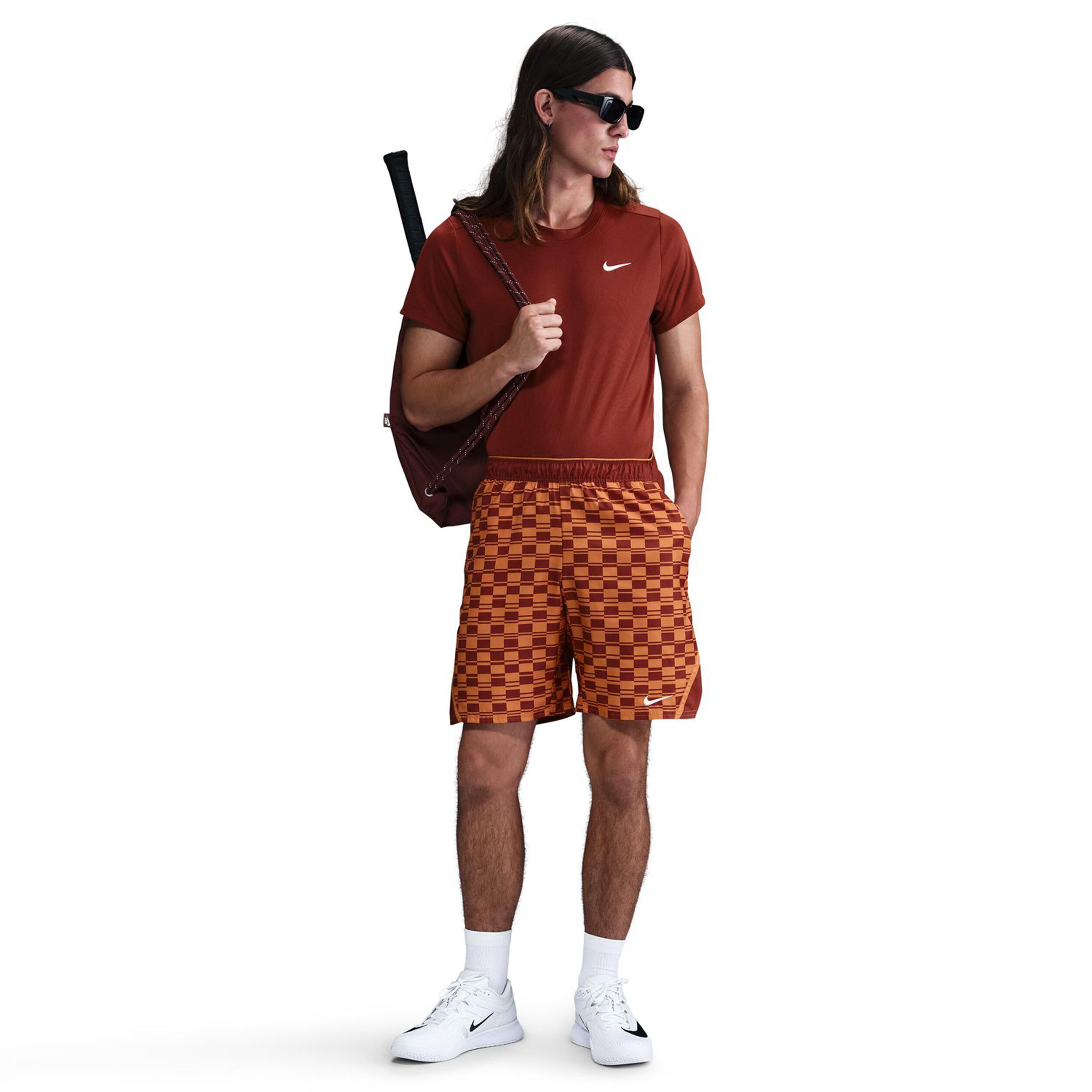 Nike Court Dri-FIT Victory High Rise 9in All Over Print Shorts Hommes - Marron