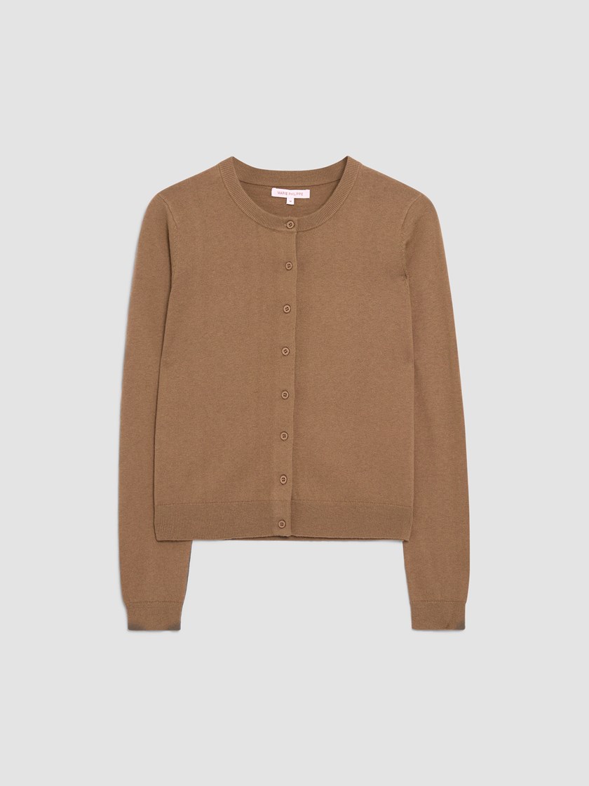 Olea cardigan i merinoblanding Mocha Mousse