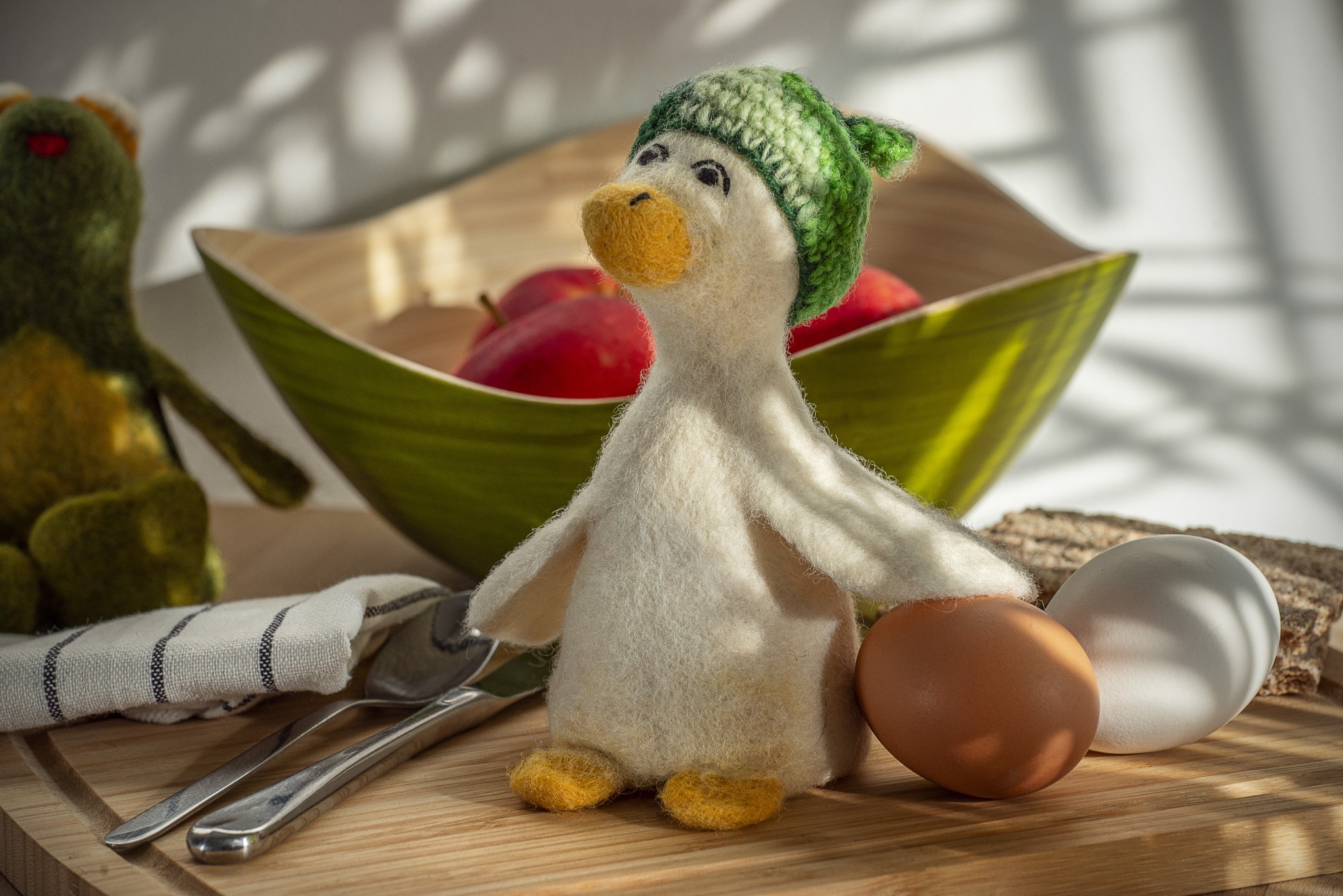 Eierwärmer 'Ente' aus Filz, weiß, H 16 cm, Ø 8 cm zu 9,80