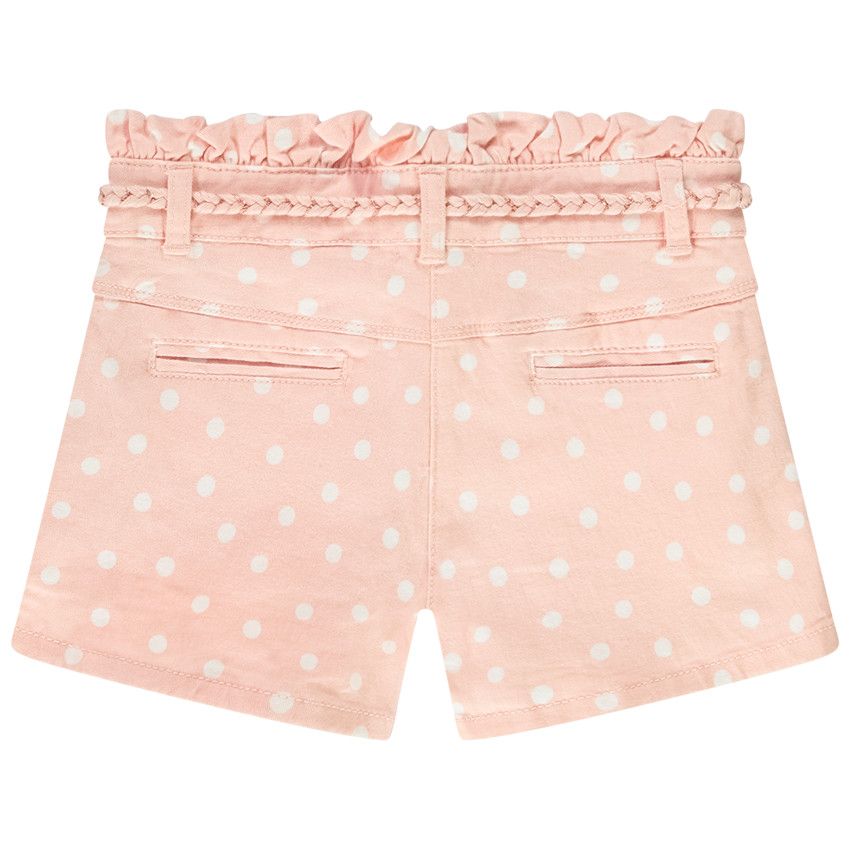 Short en twill imprimé fantaisie avec ceinture tressée pour fille - Rose