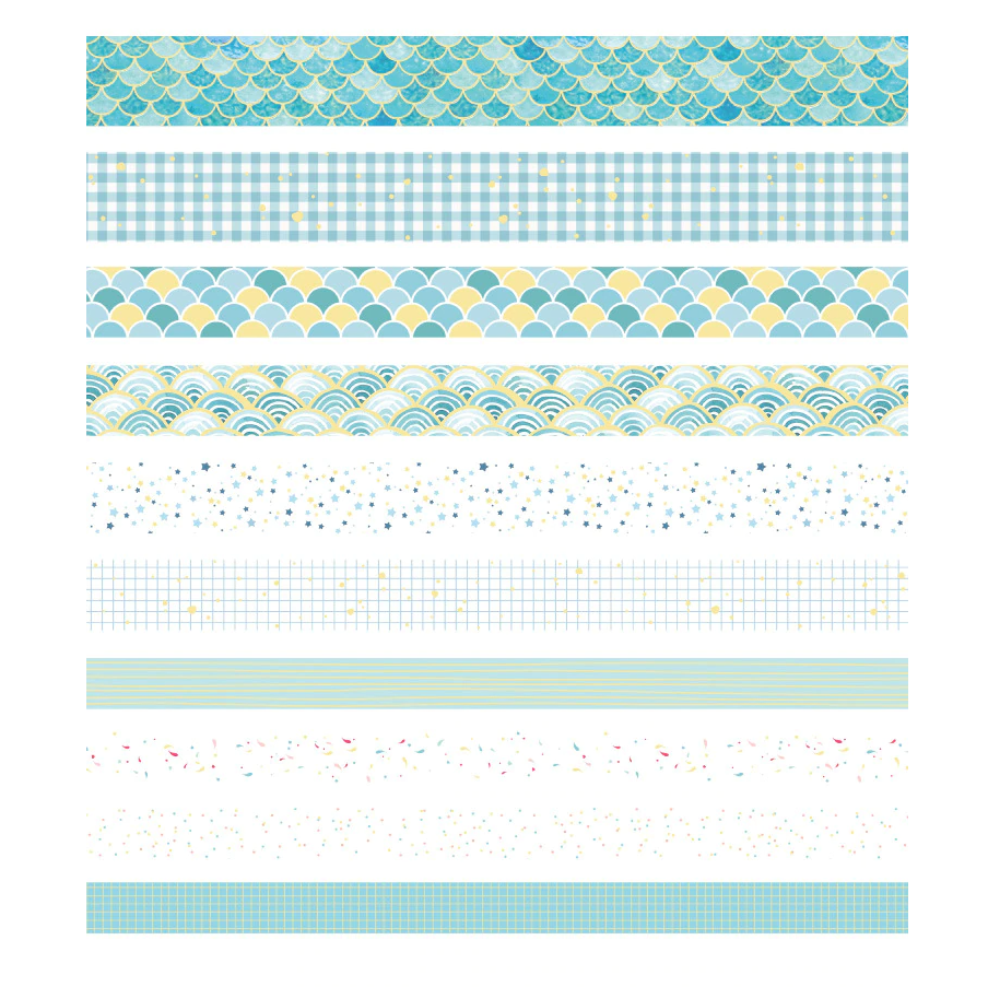 (10er Set) Washi Tape Deko Klebeband Bastel Masking Tape - Blau