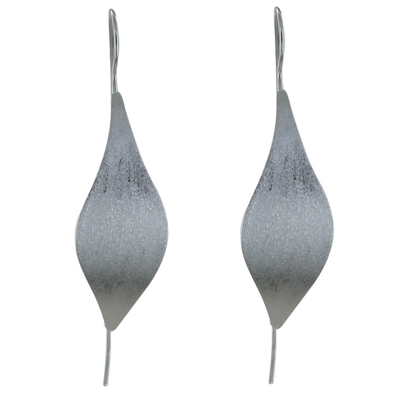 Boucles d'Oreilles Argent Brossé Feuille