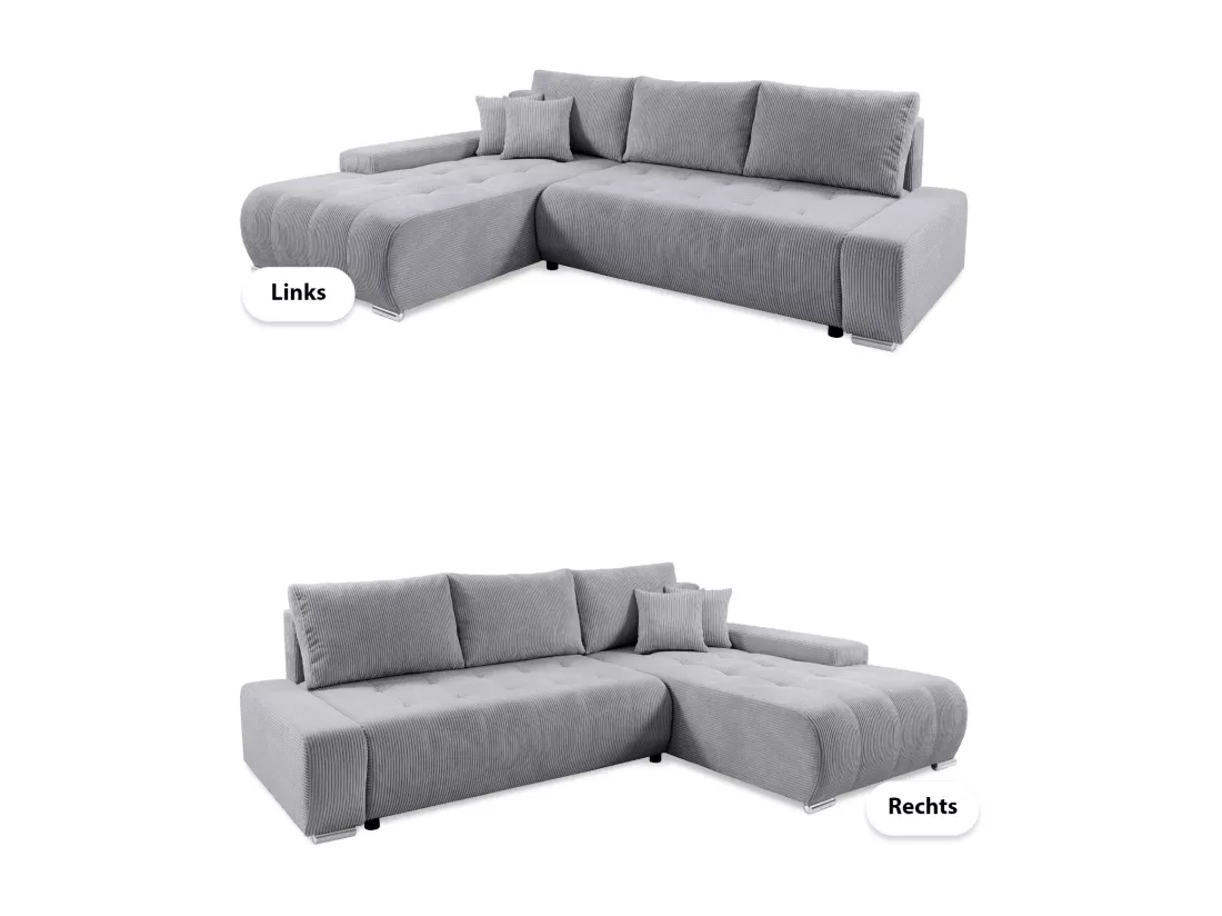 CANAPÉ D'ANGLE avec coffre de rangement Tragel L, gris