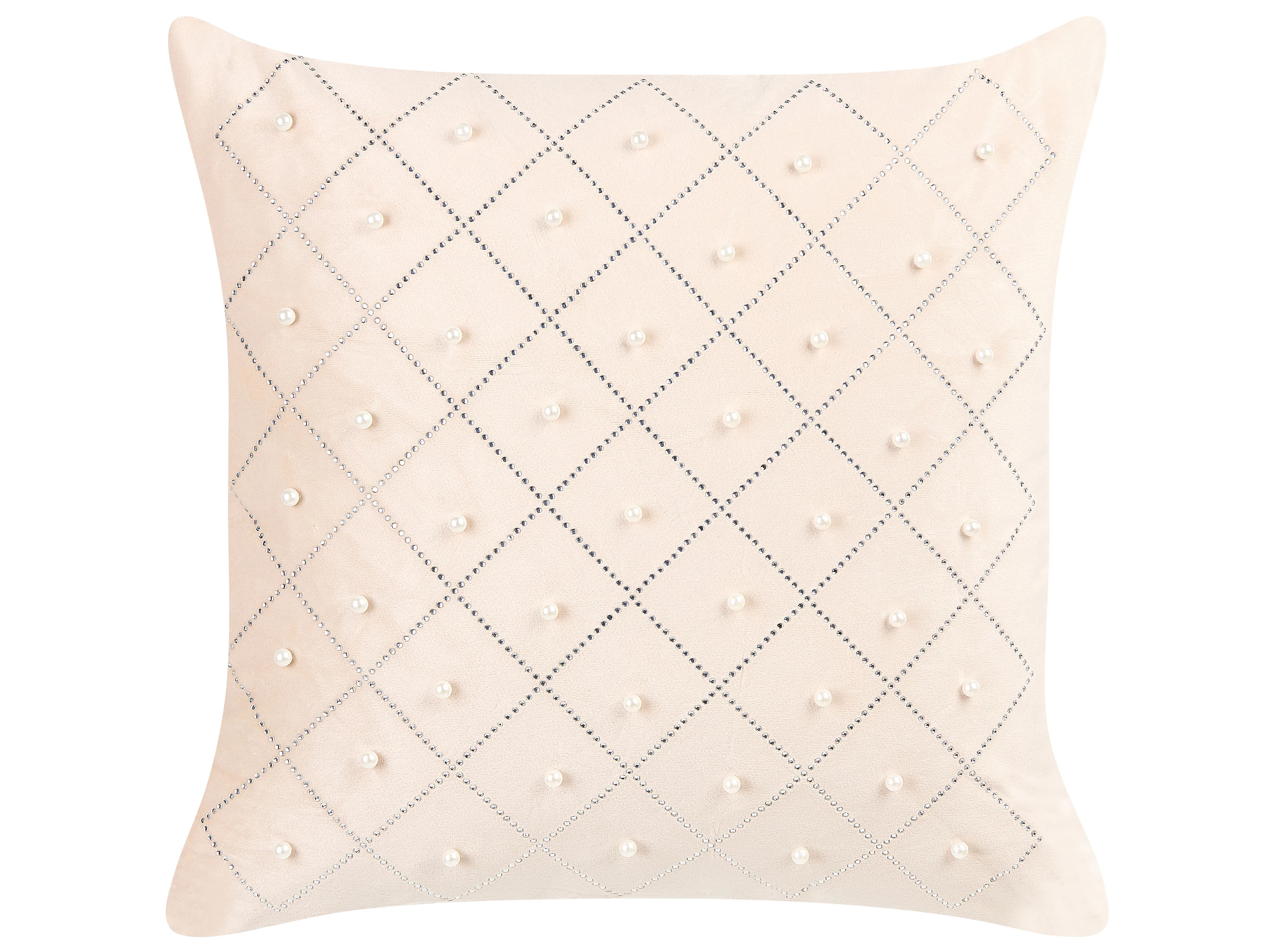 Set van 2 sierkussens YARROW Fluweel 45 x 45 cm Beige geometrisch patroon