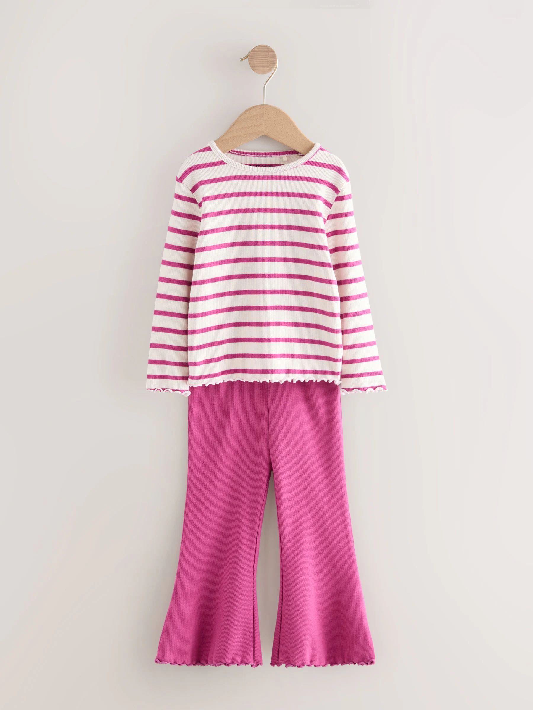 Donkerblauw/roze - Set van 3 tops en flared leggings (3mnd-7jr)