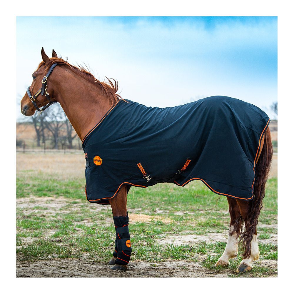 Horseware RAMBO IONIC STABLE SHEET - Chemise polaire black/black/orange stripe