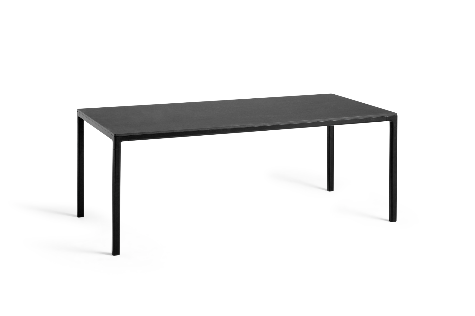 Eettafel T12 200x95 zwart onderstel zwart linoleum blad