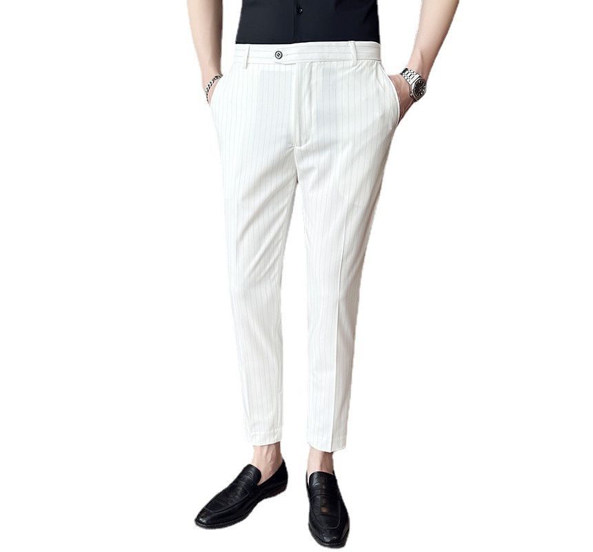 Lefitt - Gestreepte taps toelopende cropped pantalon