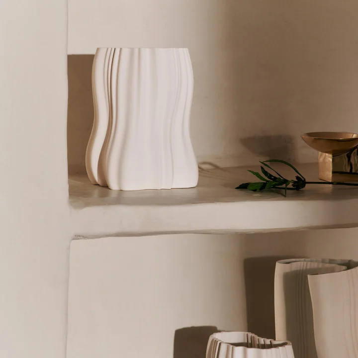 Ferm Living - Moire Vase, H 30 cm, off-white