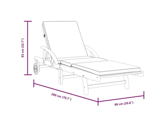 VIDAXL - Bain de soleil Chaises longues lot de 2 avec coussins 200x68x83 cm bois aca...