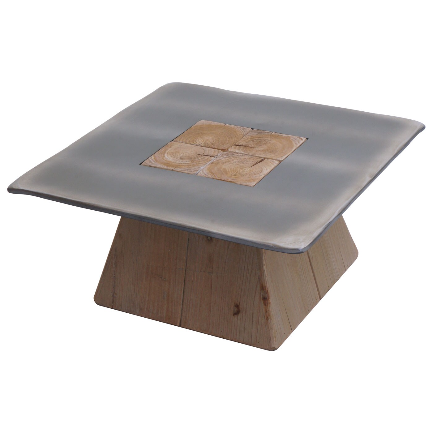 Couchtisch MCW-L76, Wohnzimmertisch Beistelltisch, Industrial Massiv-Holz MVG, 60x60cm natur mit Metall-Optik