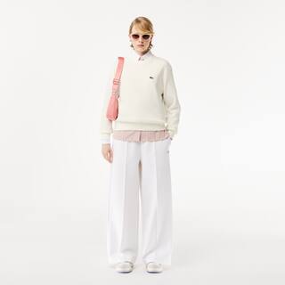 Pull col rond femme Lacoste en coton biologique Pullovers - Blanc - Lacoste - Femme
