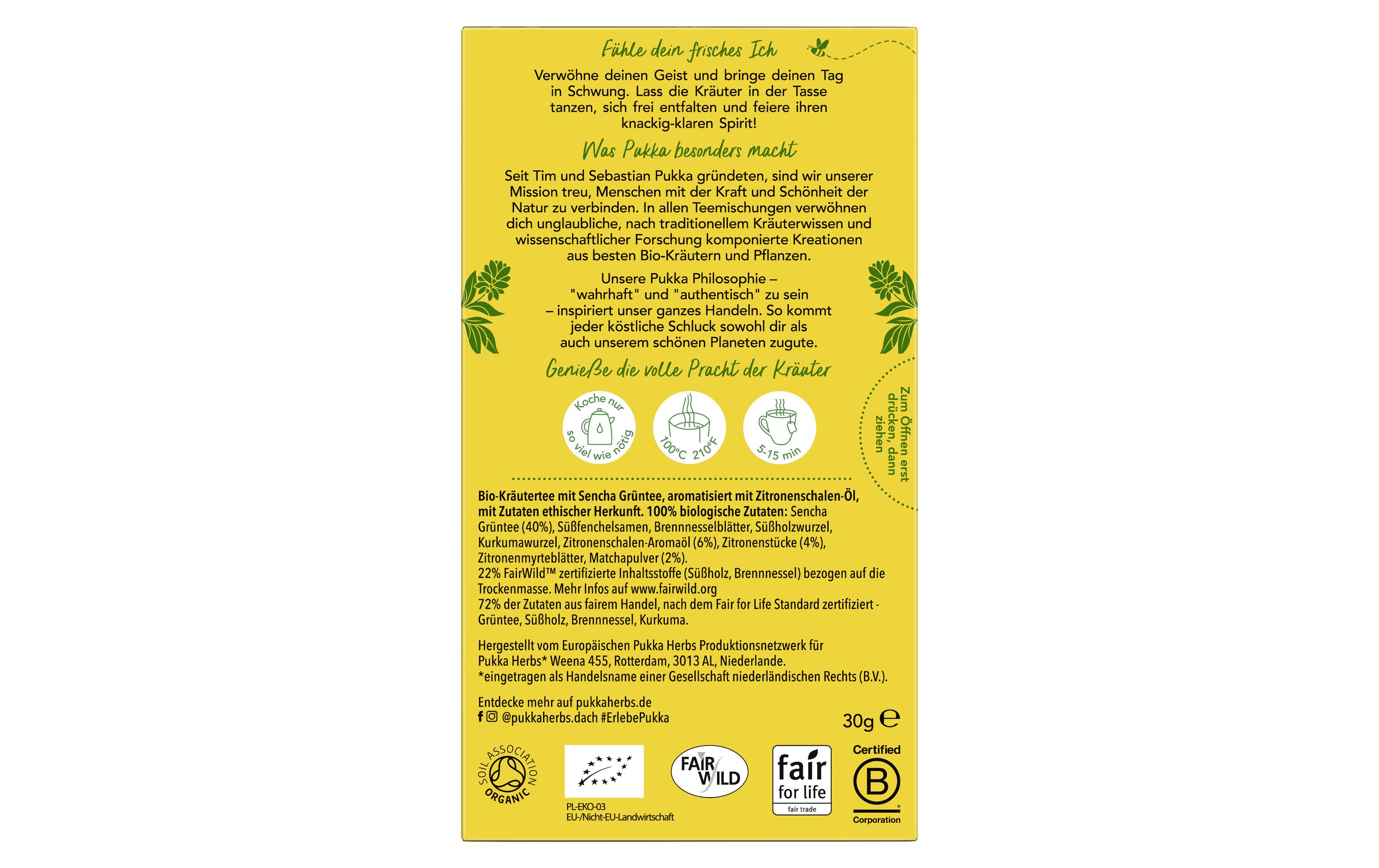 Teebeutel Clean Matcha Green Bio-Tee 20 StückBio-Ganzblatt-Grüntee