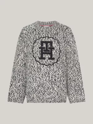 Suéter oversized texturizado com monograma TH