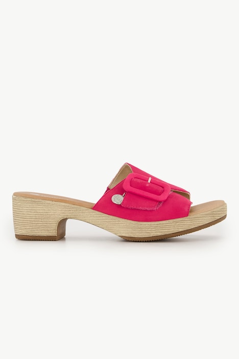Leder-Clogs, Remonte x Elle, Holzoptik-Sohle, Weite F