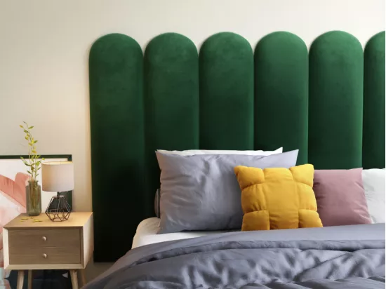 Panneaux muraux tête de lit - 210 cm - Velours - Vert - JAPI de Pascal Morabito