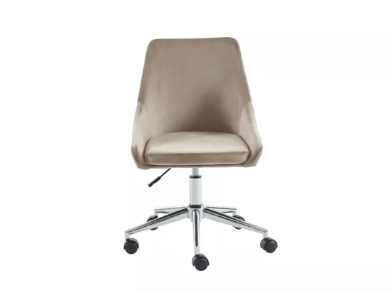 Chaise de bureau MASURIE - Velours - Beige - Hauteur ajustable