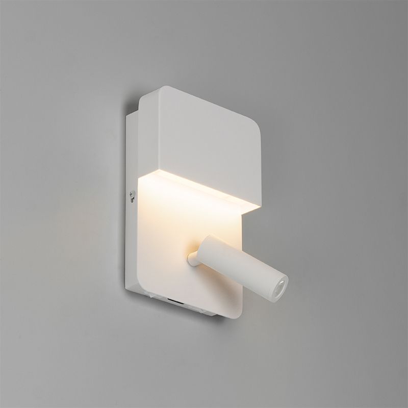 Wandlamp wit incl. LED met USB en leeslamp met schakelaar - Robin