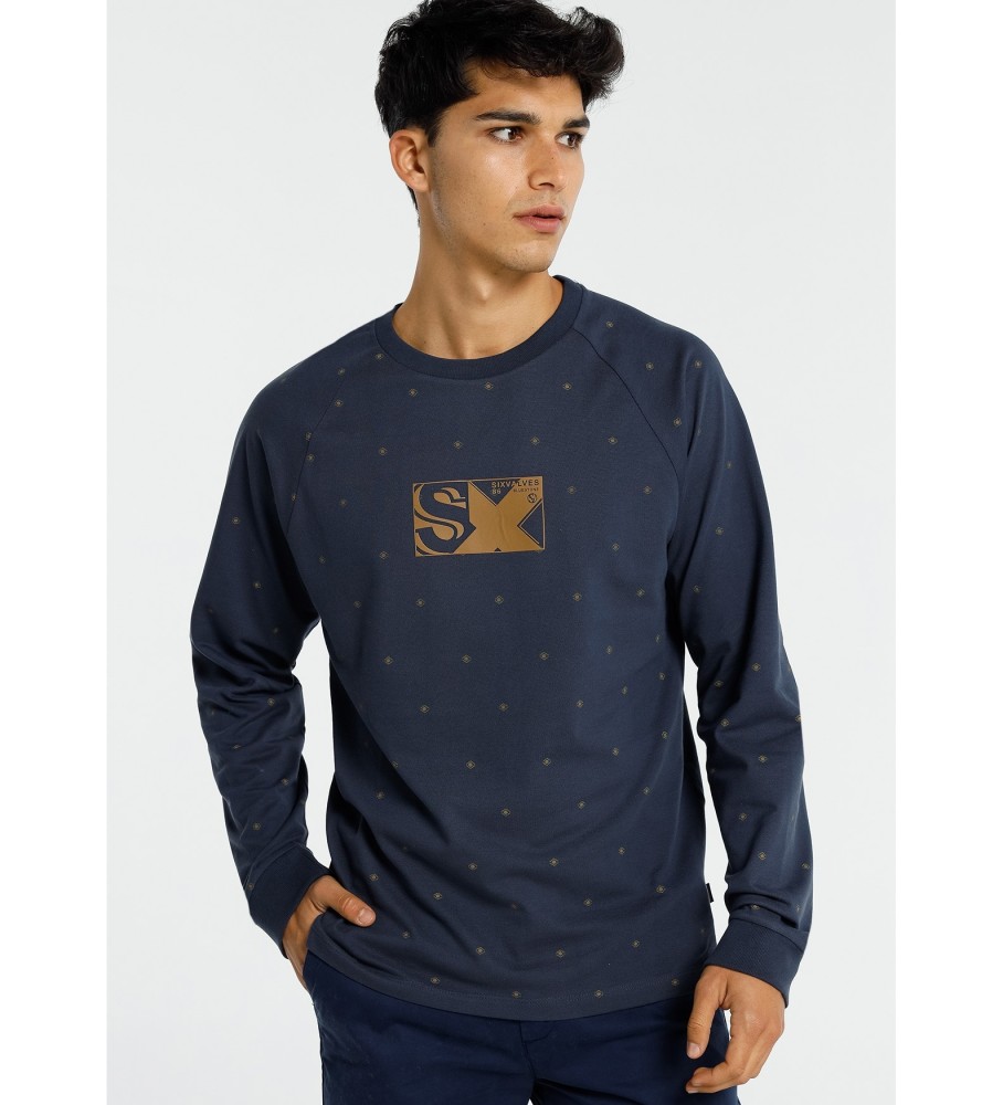 Camiseta Six Valves Pique Single Mini Print Azul Marinho