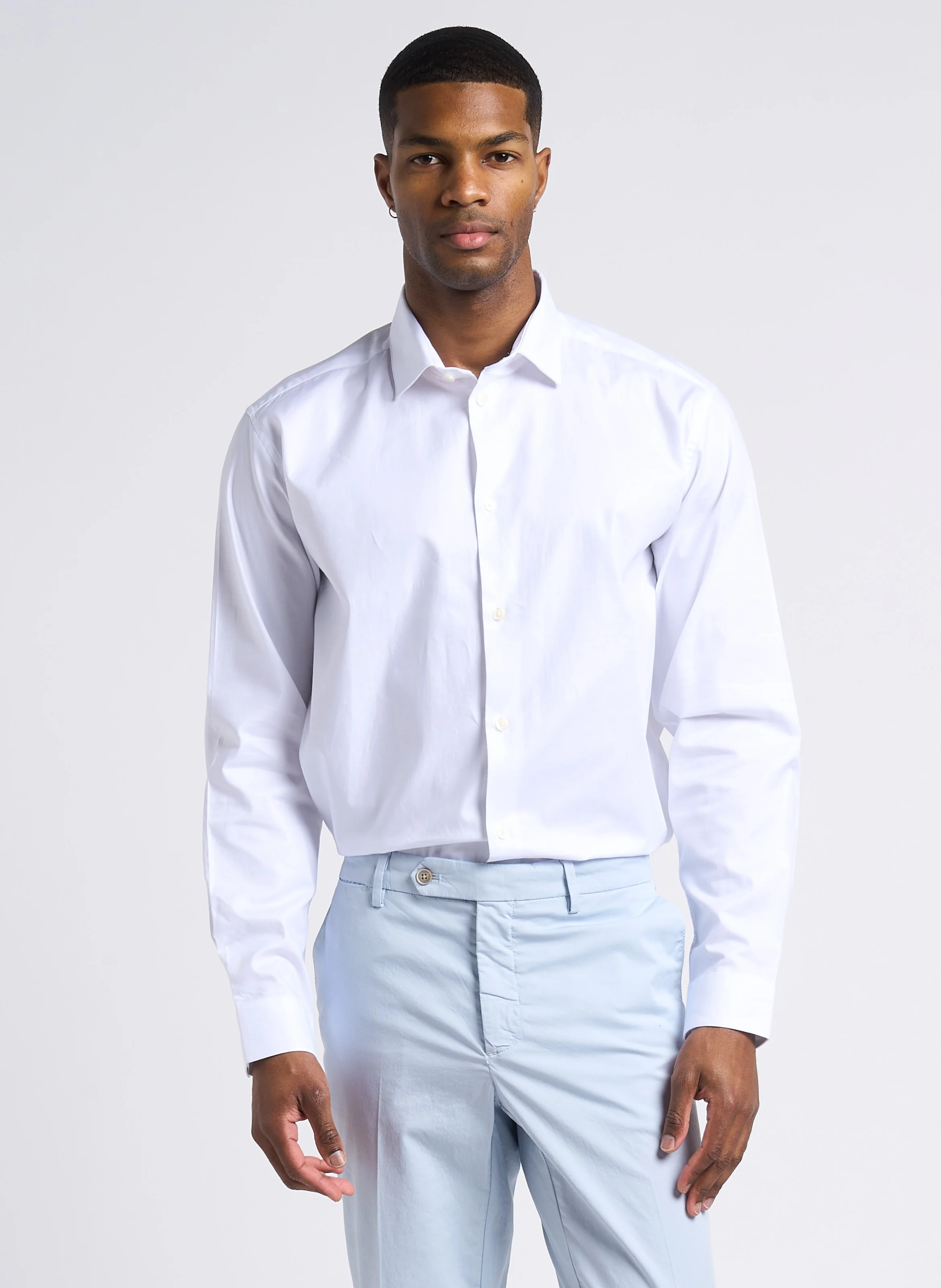 LAAVE - Chemise droite col classique en coton | Blanc