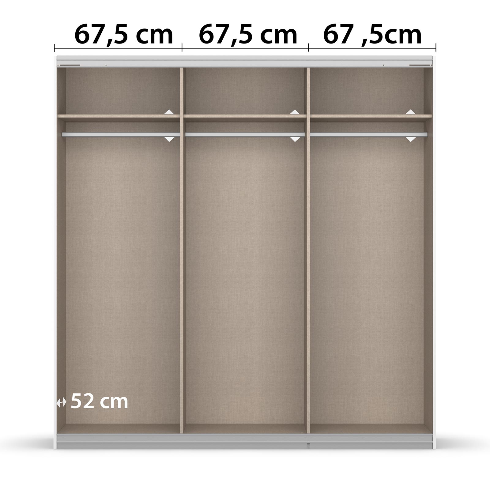 Schwebetürenschrank - grau metallic - alpinweiß - mit Spiegel - 203x210 cm