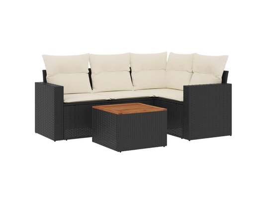 VIDAXL - Salon extérieur Salon de jardin 5 pcs avec coussins noir résine tressée