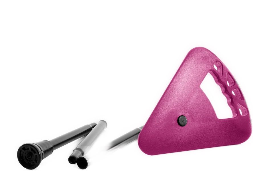 Extra kurzer Sitzstock faltbar mit Tasche pink