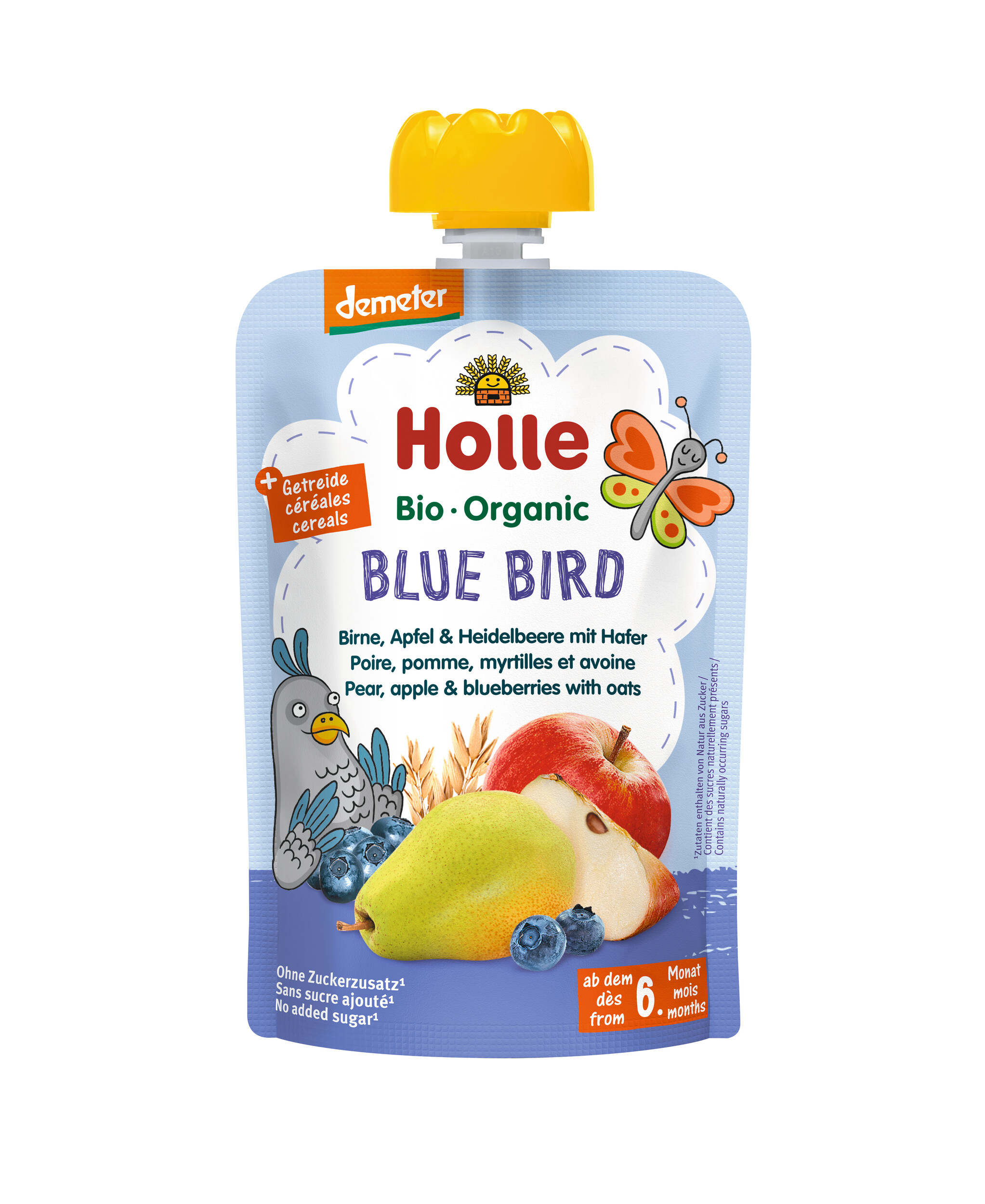 HOLLE Blue Bird - Pouchy Birne Apfel & Heidelbeere mit Hafer 100 g