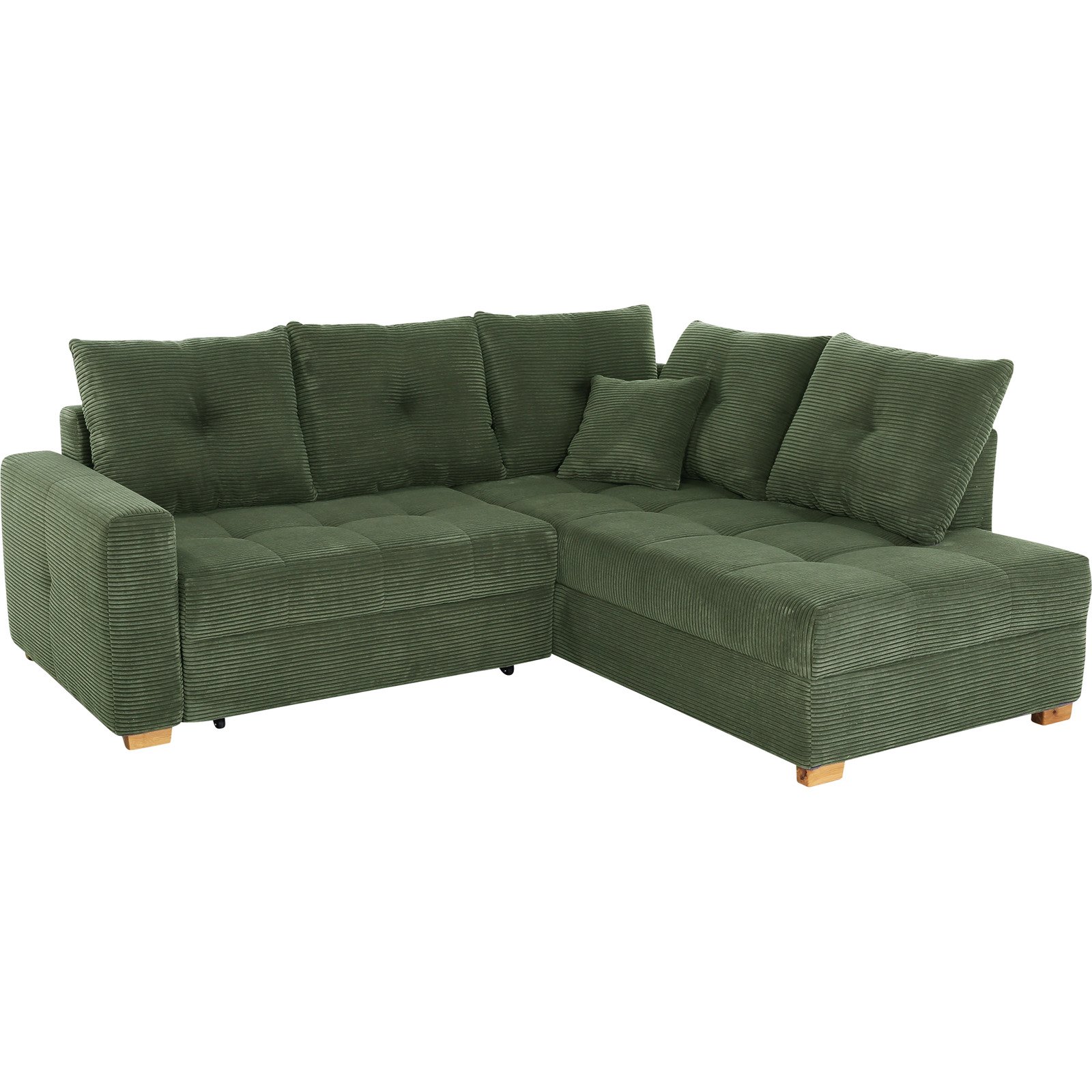 Ecksofa Leon Stoff Cord grün