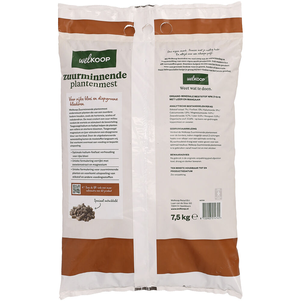 Welkoop - Zuurminnende Plantenmest - 250 m2 - 7.5 Kilogram