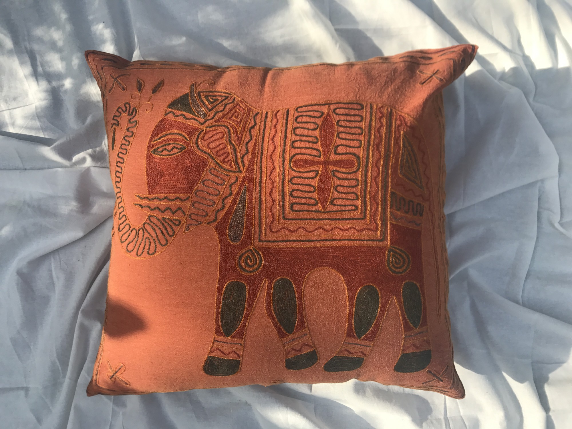 Kissenhülle 'Elefant', orange, grün, L 60 cm, B 60 cm von fischer's lagerhaus