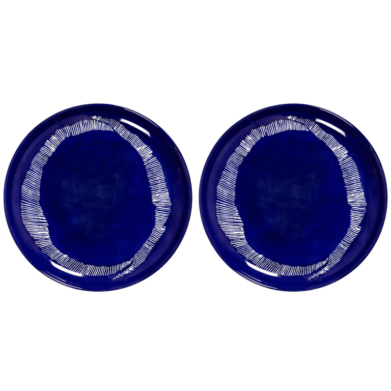 Serax Feast by Ottolenghi dinerbord Ø22.5 set van 2 Dark Blue/White Stripes