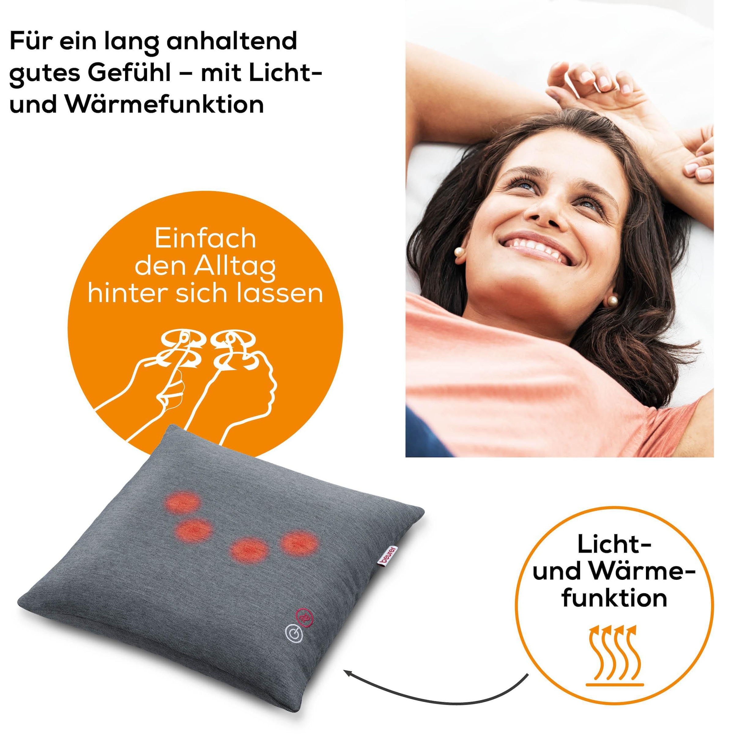 BEURER Massagekissen »MG 135 Shiatsu-Massagegerät mit zuschaltbarer Wärmefunktion« Mit 4 Massageköpfen für eine entspannende Massage