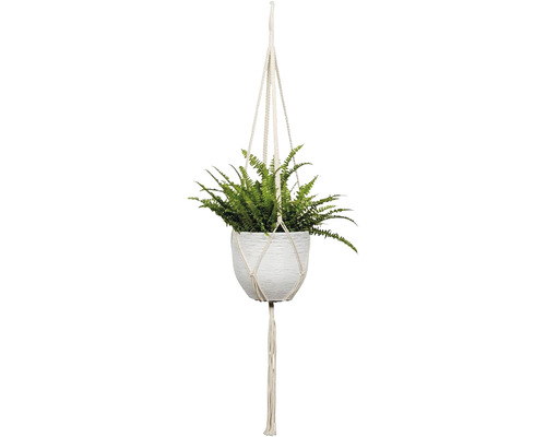 Macramé plantenhanger L 120 cm katoen wit