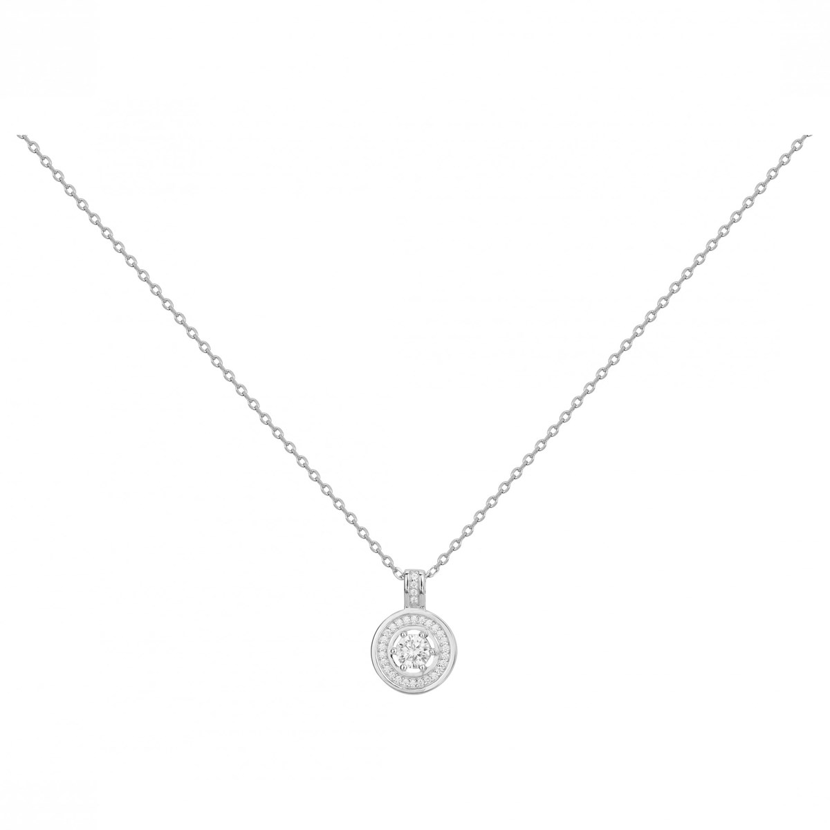 Collier mono-motif en Argent avec oxyde de zirconium blanc