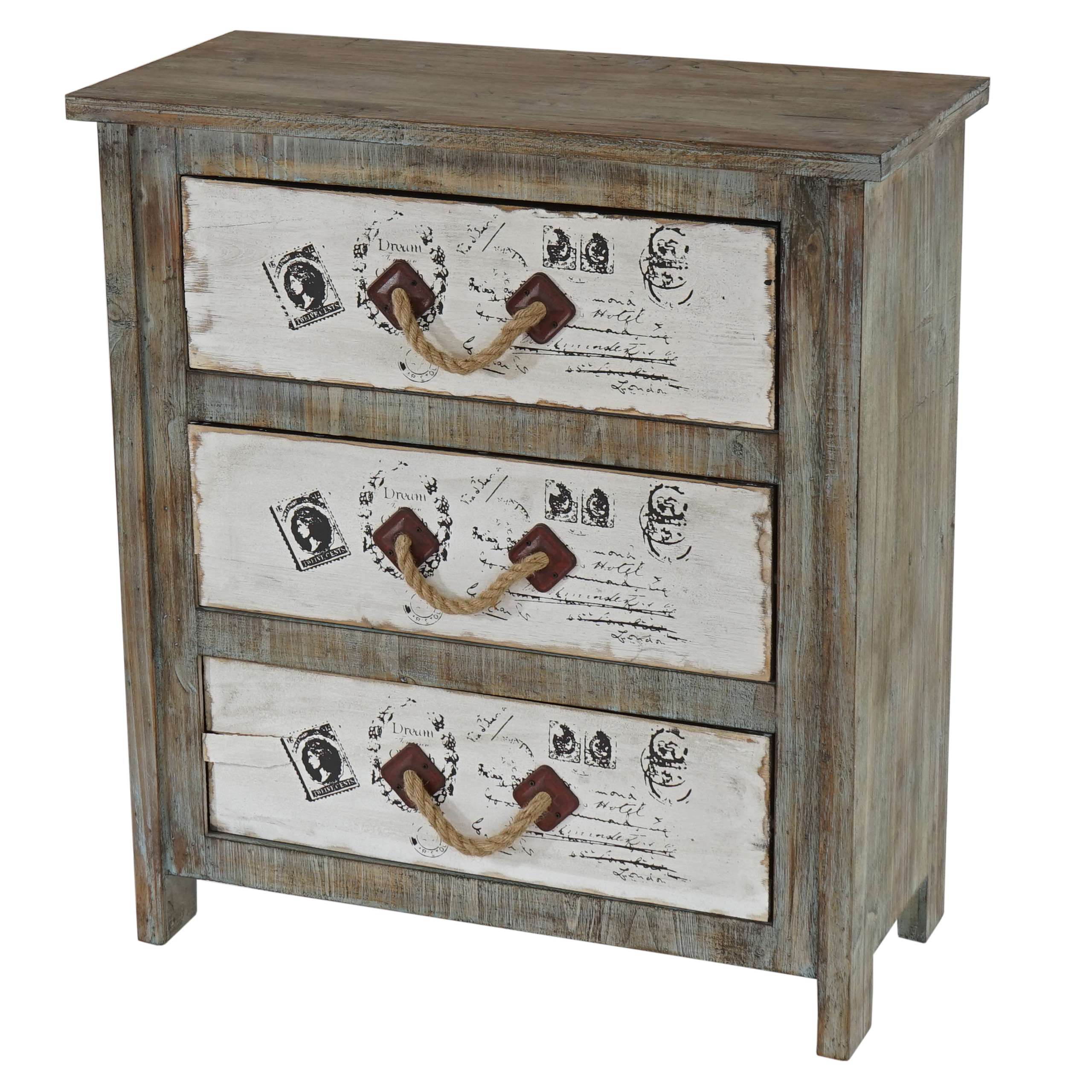 Kommode Aveiro Schubladenkommode Schrank Shabby-Look, Vintage, 80x72x33cm