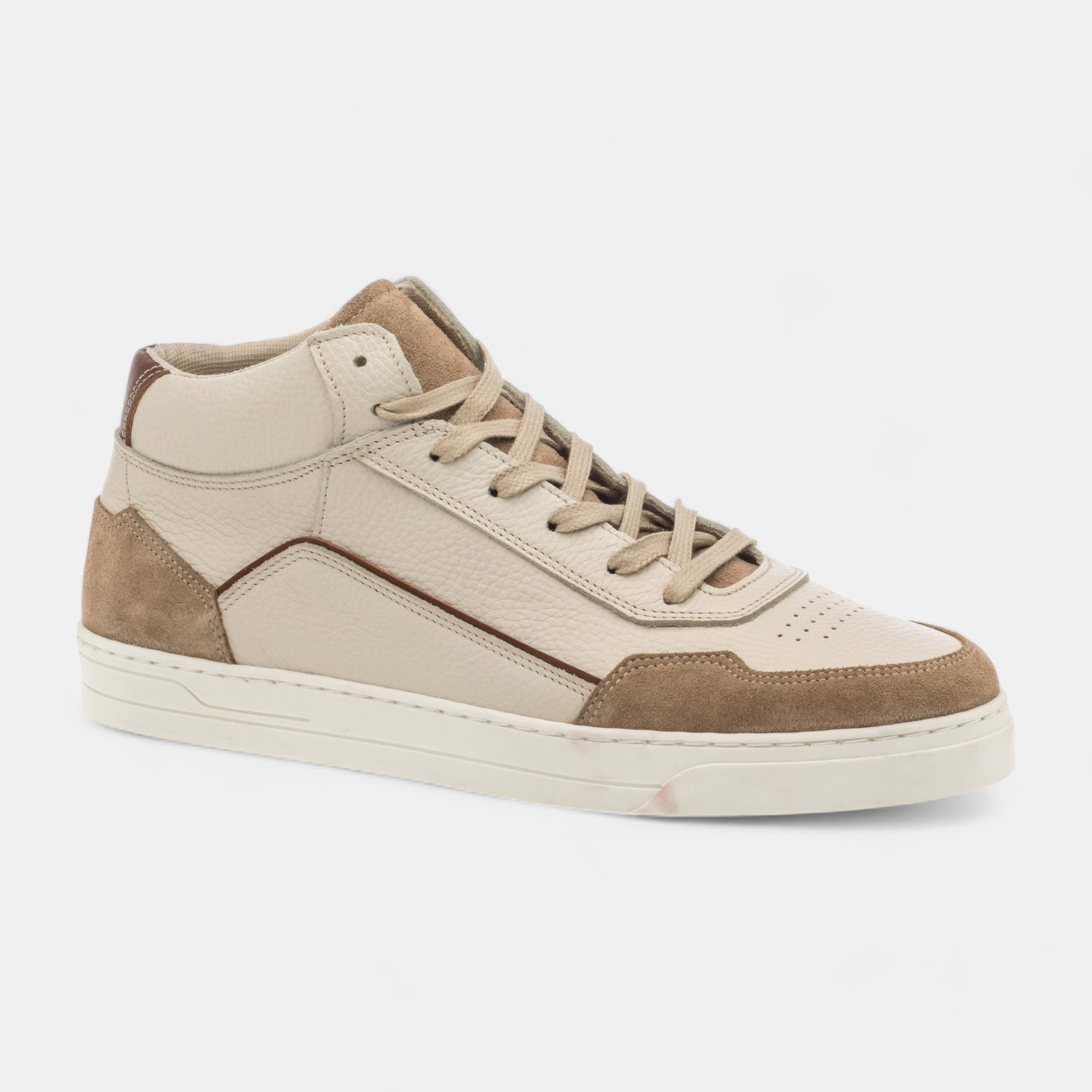 Baskets hautes Homme en cuir beige